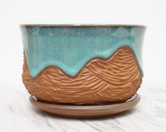 "Cross Strat" Turquoise Planter - Large